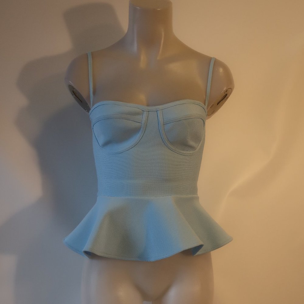 Womens Twelfth Love Sky Blue Peplum Tank Top W/Removable Straps  S *